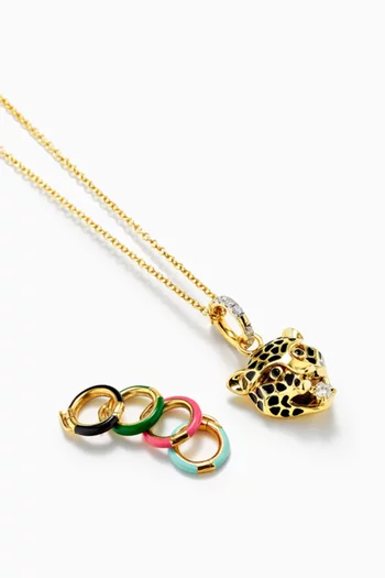 Leopard Diamond Necklace with Interchangeable Bails in 9kt Gold