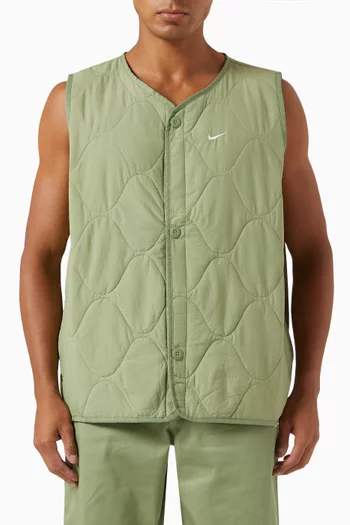 Insulated Military Vest in Quilted Nylon