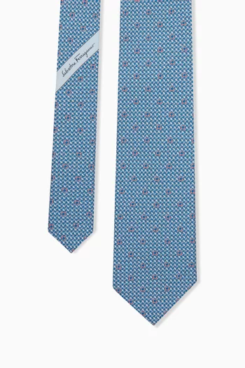 Gancini Print Tie in Silk