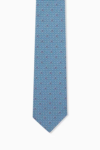 Gancini Print Tie in Silk