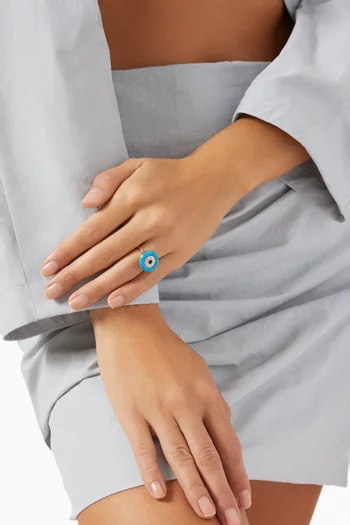 Donut Turquoise & Diamond Ring in 14kt Gold