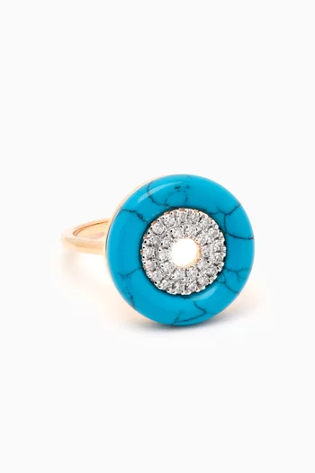 Donut Turquoise & Diamond Ring in 14kt Gold