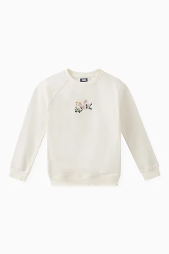 Floral Logo Sweatshirt in Cotton