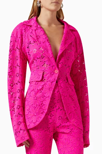 Floral-appliqué Blazer in Lace