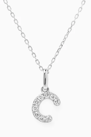 C Letter Diamond Necklace in 18kt White Gold