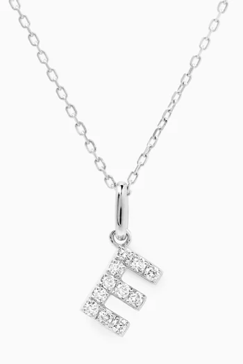 E Letter Diamond Necklace in 18kt White Gold