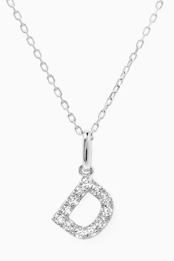 D Letter Diamond Necklace in 18kt White Gold