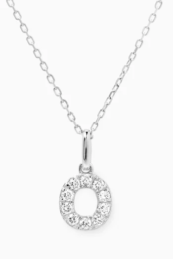 O Letter Diamond Necklace in 18kt White Gold