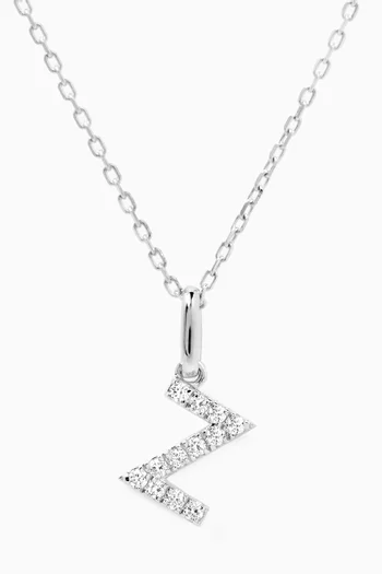 Z Letter Diamond Necklace in 18kt White Gold