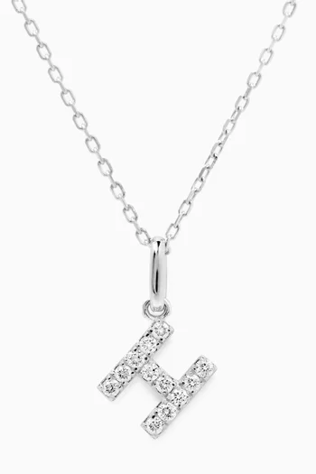H Letter Diamond Necklace in 18kt White Gold