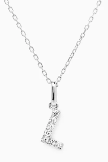 L Letter Diamond Necklace in 18kt White Gold