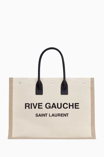 حقيبة يد كبيرة قنب وجلد بشعار Rive Gauche