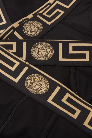 طقم سروال داخلي بشريط نقشة غريكا قطن، 3 قطع