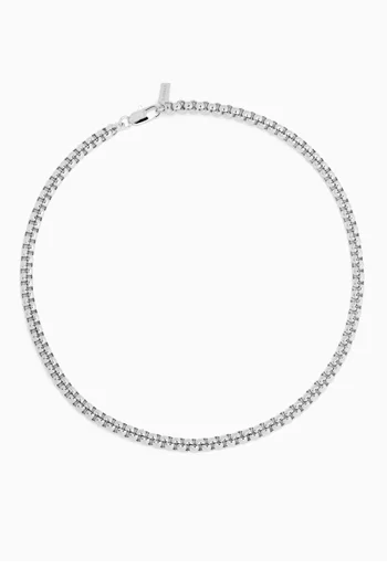 Spherical Chain Necklace in Silver-plated Brass
