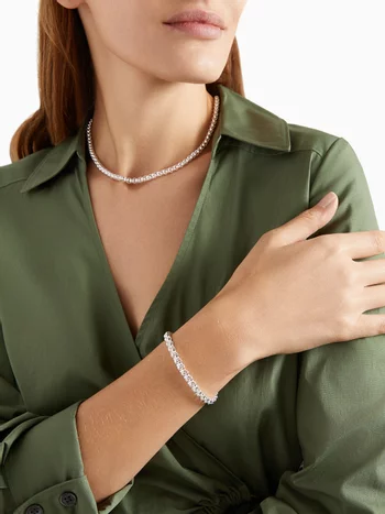 Spherical Chain Bracelet in Silver-plated Brass