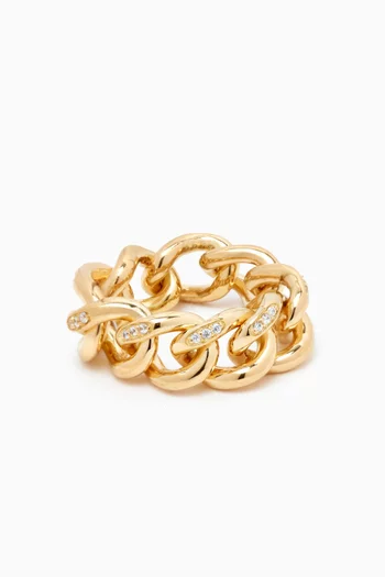 Crystal Chain Ring in 18kt Gold-plated Brass