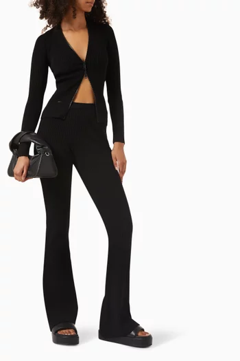 Flared Pants in Ribbed-knit