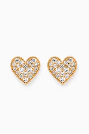 Heart Pavé Diamond Stud Earrings in 18kt Gold