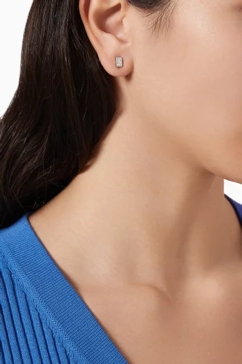Mini Bar Diamond Stud Earrings in 18kt White Gold