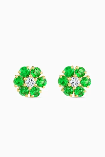 Flower Colombian Emerald Stud Earrings in 18kt Gold