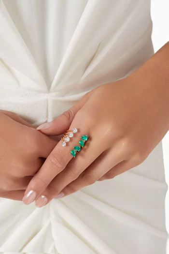 Waterdrop Diamond & Emerald Ring in 18kt Gold