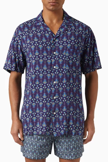 Graphic Print Short Sleeved Shirt in Cotton