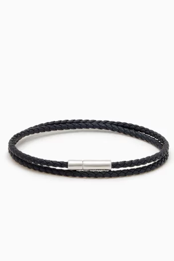 Gianni Double Tour Bracelet in Woven Leather