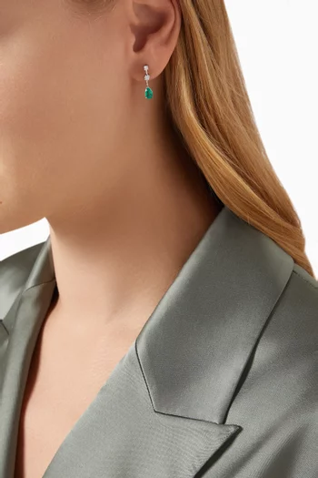 Emerald & Diamond Drop Earrings in 18kt White Gold