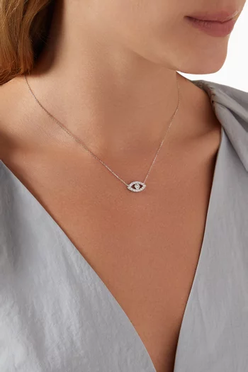 Evil Eye Diamond Pendant Necklace in 18kt White Gold