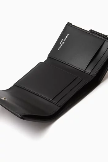 Zip Compact Tri-Fold Wallet in Calfskin Leather