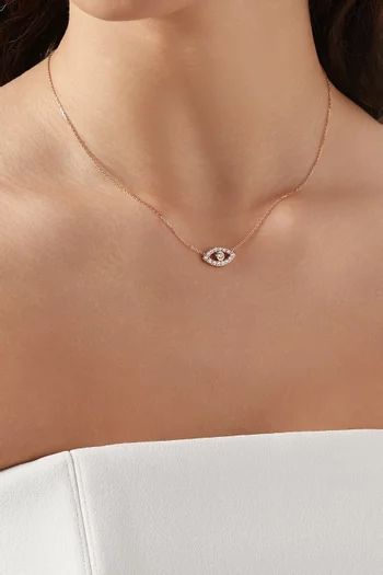 Evil Eye Diamond Pendant Necklace in 18kt Rose Gold