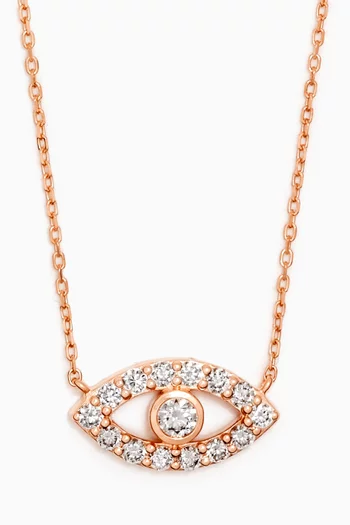 Evil Eye Diamond Pendant Necklace in 18kt Rose Gold