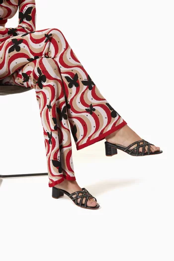 Miuccia 40 Mule Sandals in Croc-print Leather