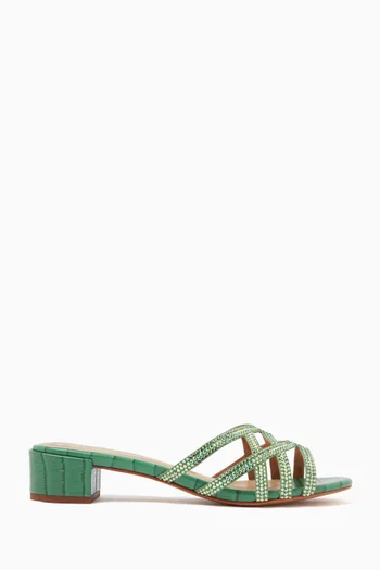 Miuccia 40 Mule Sandals in Croc-print Leather