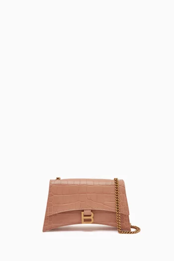 XS Crush Chain Shoulder Bag in Croc-embossed Leather