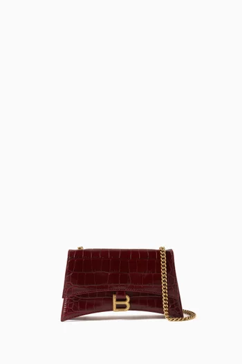 XS Crush Chain Shoulder Bag in Croc-embossed Leather