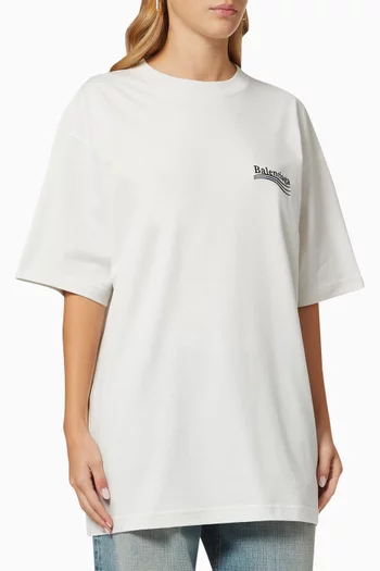 تي شيرت بقصة فضفاضة وشعار حملة انتخابية قطن