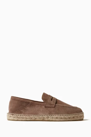 Penny Loafer Espadrille in Suede