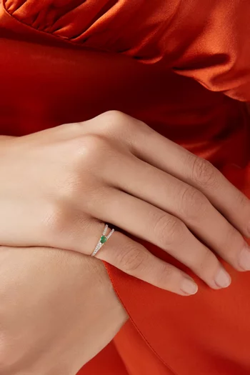 Coraline Diamond & Emerald Ring in 14kt Rose Gold