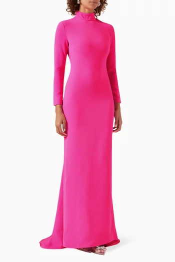 Vivienne High-neck Maxi Dress in Crepe