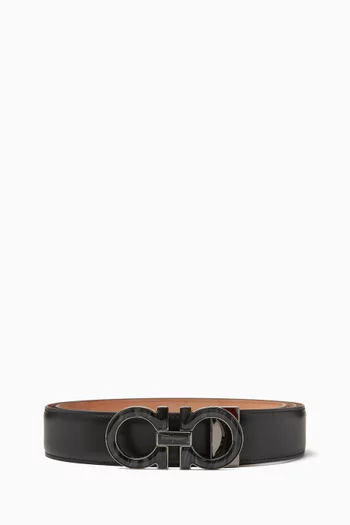 Adjustable Gancini Belt in Leather