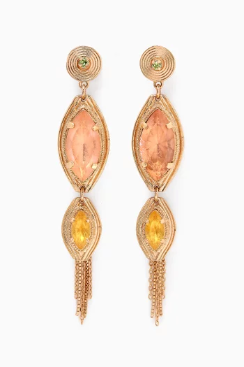 Soleil Crystal Chain Earrings in 14kt Gold-plated Metal