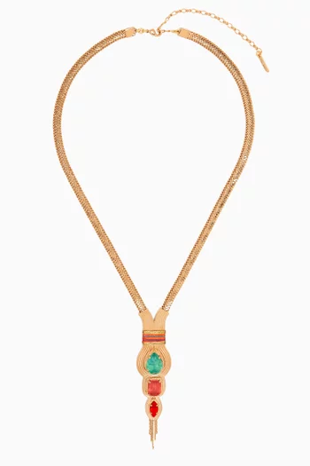Glamorous Metallic Threads Crystal Long Necklace in 14kt Gold-plated Metal