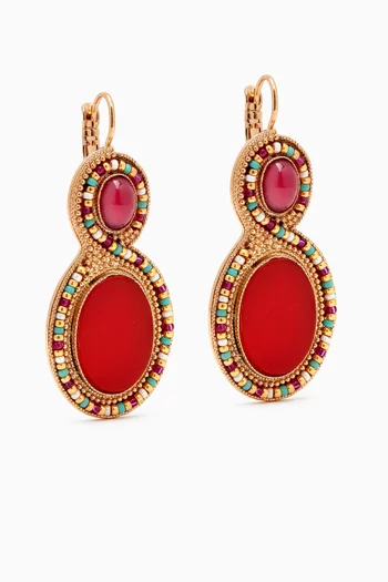 Claudia Cabochon Sleeper Earrings in Gold-plated Metal