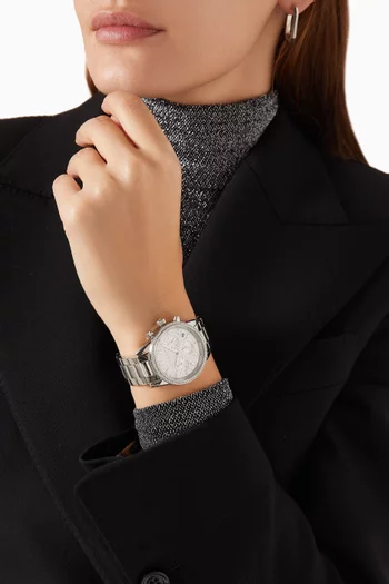 ساعة ريتز مرصعة بأحجار بافيه ستانلس ستيل، 37 مم