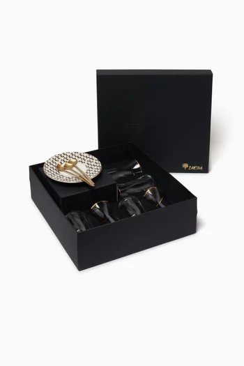 Swirl Istikana Tea Cups with Saucers, Set of 6