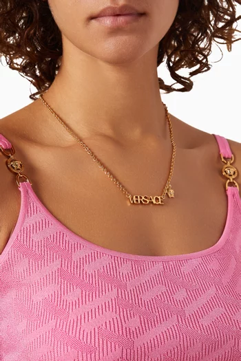 Logo Necklace in Gold-toned Brass
