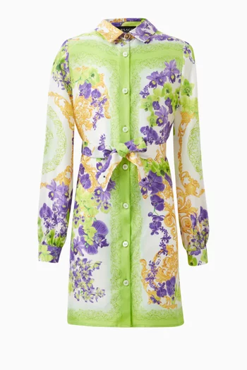 Orchid Print Shirt Dress in Silk