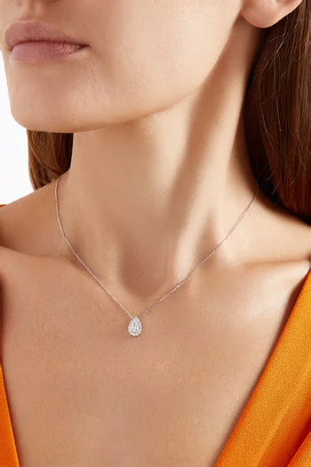 Pear Halo Diamond Pendant Necklace in 18kt White Gold