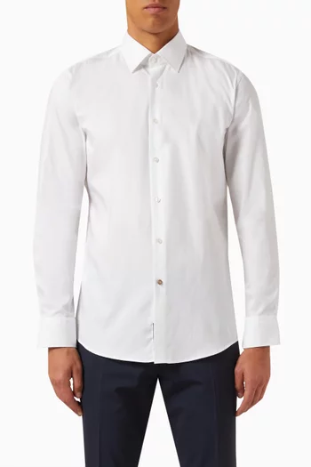 Long Sleeved Kent Collar Shirt in Cotton